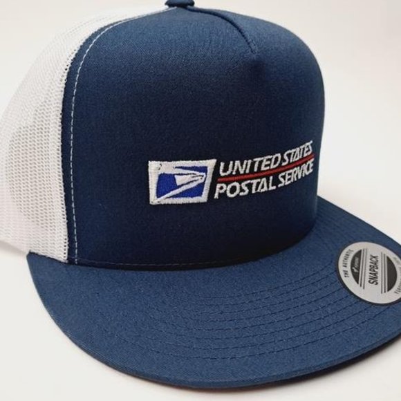 USPS Retro United States Post Office Worker Flat Bill Mesh Snapback Cap Mailwoma - Picture 1 of 4
